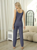 Fuzzy V-Neck Cami and Pants Lounge Set - Trendsi - Flyclothing LLC