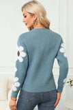 Flower Round Neck Long Sleeve Sweater - Trendsi - Flyclothing LLC