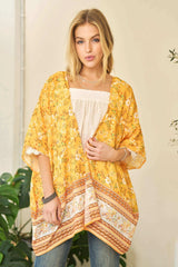 Davi & Dani Floral Printed Short Sleeve Loose Fit Kimono Cover Up - Trendsi - Flyclothing LLC