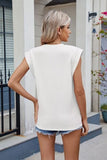Corded Rib Round Neck T-Shirt - Trendsi