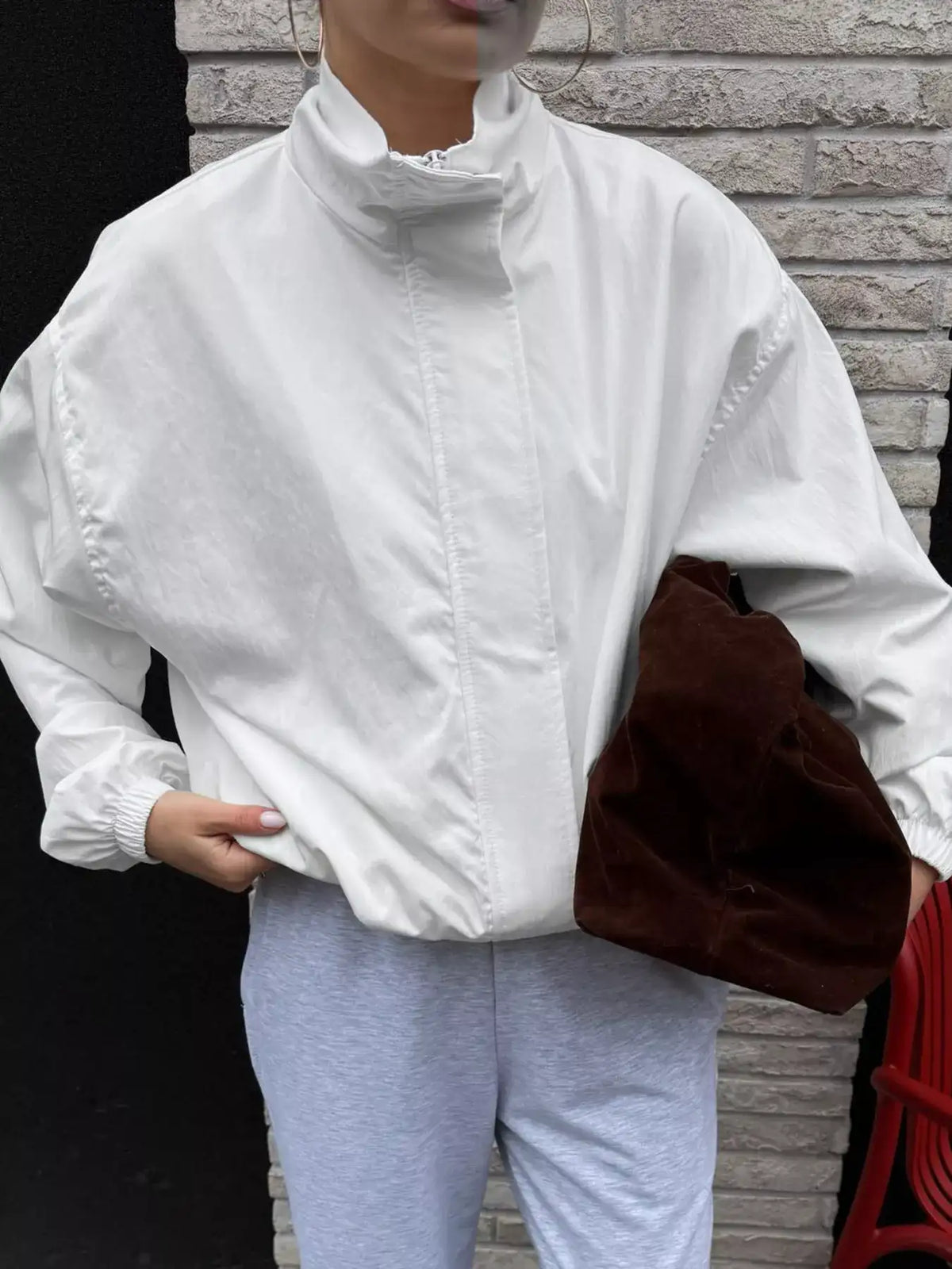 Zip Up Dropped Shoulder Jacket - Trendsi - Flyclothing LLC