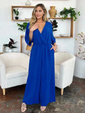 Double Take Full Size Surplice Wide Leg Jumpsuit with Pockets - Trendsi - Flyclothing LLC
