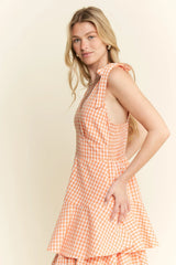 Jade By Jane Sleeveless Gingham Print Tiered Midi Dress - Trendsi - Flyclothing LLC
