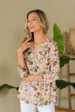 Sew In Love Full Size Wrinkle-Free Floral Notched Top - Trendsi