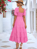Tiered Smocked Short Sleeve Dress - Trendsi - Flyclothing LLC