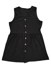 Full Size Eyelet Button Up V-Neck Tank - Trendsi