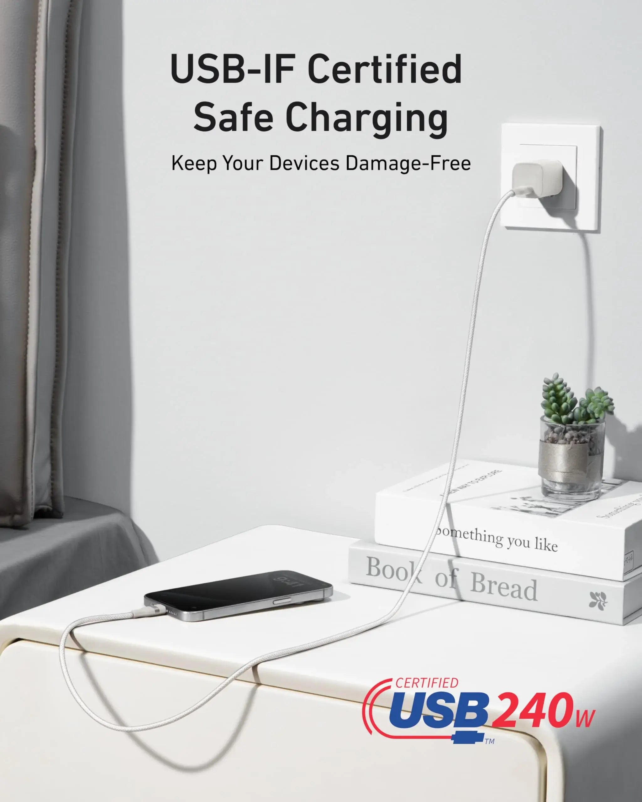 Anker USB-C to USB-C Cable (3 ft / 6 ft, 240W, Upcycled-Braided) - Anker - Flyclothing LLC