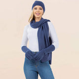 3PCS - Solid Winter Beanie Hat Scarf Gloves Set - Madeline Love - Flyclothing LLC