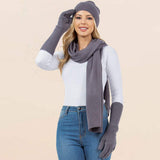 3PCS - Solid Winter Beanie Hat Scarf Gloves Set - Madeline Love - Flyclothing LLC