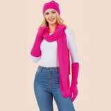 3PCS - Solid Winter Beanie Hat Scarf Gloves Set - Madeline Love - Flyclothing LLC