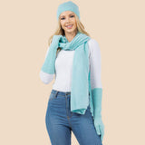 3PCS - Solid Winter Beanie Hat Scarf Gloves Set - Madeline Love - Flyclothing LLC