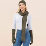 3PCS - Solid Winter Beanie Hat Scarf Gloves Set - Madeline Love - Flyclothing LLC