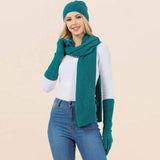 3PCS - Solid Winter Beanie Hat Scarf Gloves Set - Madeline Love - Flyclothing LLC