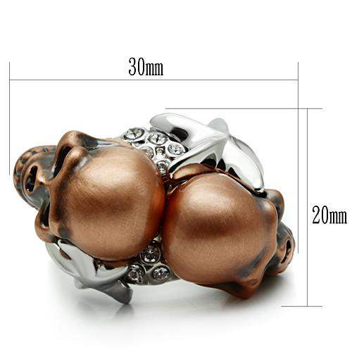 3W001 - Special Color White Metal Ring with Top Grade Crystal in Clear - Alamode - Flyclothing LLC