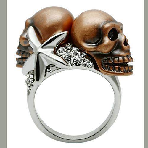 3W001 - Special Color White Metal Ring with Top Grade Crystal in Clear - Alamode - Flyclothing LLC
