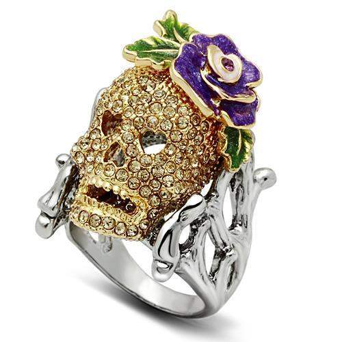 3W002 - Gold+Ruthenium White Metal Ring with Top Grade Crystal in Citrine Yellow - Alamode - Flyclothing LLC
