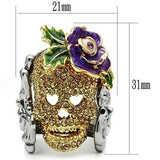 3W002 - Gold+Ruthenium White Metal Ring with Top Grade Crystal in Citrine Yellow - Alamode - Flyclothing LLC