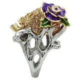 3W002 - Gold+Ruthenium White Metal Ring with Top Grade Crystal in Citrine Yellow - Alamode - Flyclothing LLC