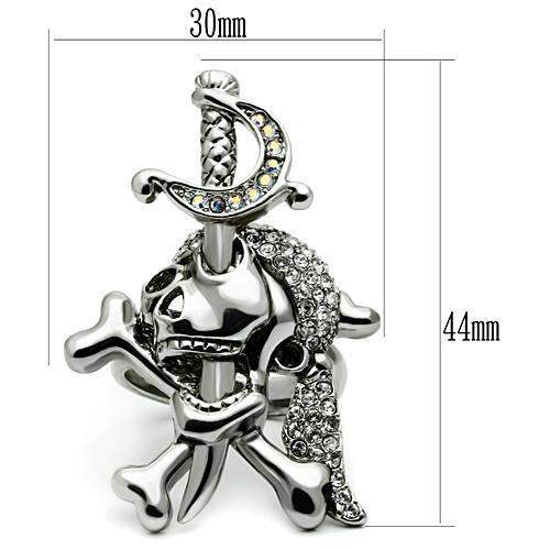 3W003 - Ruthenium White Metal Ring with Top Grade Crystal in Clear - Alamode - Flyclothing LLC