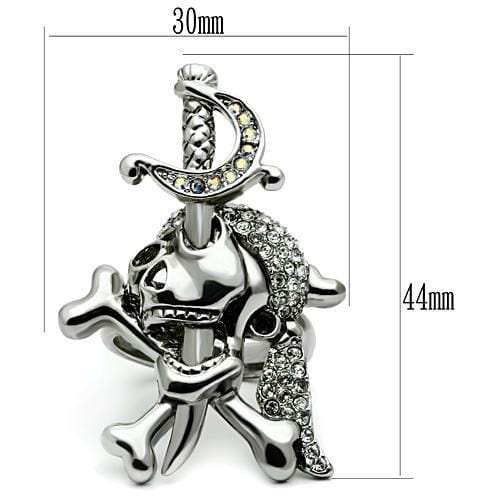 3W003 - Ruthenium White Metal Ring with Top Grade Crystal in Clear - Alamode - Flyclothing LLC