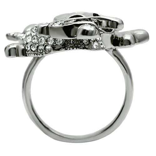 3W003 - Ruthenium White Metal Ring with Top Grade Crystal in Clear - Alamode - Flyclothing LLC