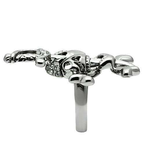 3W003 - Ruthenium White Metal Ring with Top Grade Crystal in Clear - Alamode - Flyclothing LLC