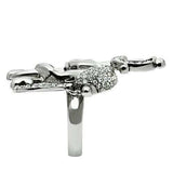 3W003 - Ruthenium White Metal Ring with Top Grade Crystal in Clear - Alamode - Flyclothing LLC