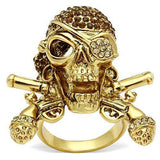 3W004 - Gold White Metal Ring with Top Grade Crystal in Smoked Quartz - Alamode - Flyclothing LLC