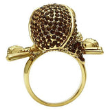 3W004 - Gold White Metal Ring with Top Grade Crystal  in Smoked Quartz - Alamode