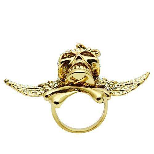 3W005 - Gold White Metal Ring with Top Grade Crystal in Aurora Borealis (Rainbow Effect) - Alamode - Flyclothing LLC
