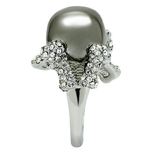 3W006 - Rhodium + Ruthenium White Metal Ring with Top Grade Crystal in Aurora Borealis (Rainbow Effect) - Alamode - Flyclothing LLC