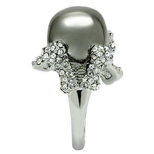 3W006 - Rhodium + Ruthenium White Metal Ring with Top Grade Crystal in Aurora Borealis (Rainbow Effect) - Alamode - Flyclothing LLC