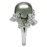 3W006 - Rhodium + Ruthenium White Metal Ring with Top Grade Crystal in Aurora Borealis (Rainbow Effect) - Alamode - Flyclothing LLC