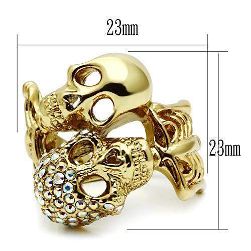 3W007 - Gold White Metal Ring with Top Grade Crystal in Aurora Borealis (Rainbow Effect) - Alamode - Flyclothing LLC