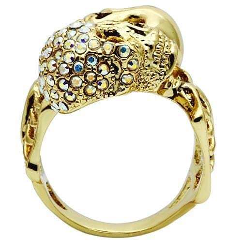 3W007 - Gold White Metal Ring with Top Grade Crystal in Aurora Borealis (Rainbow Effect) - Alamode - Flyclothing LLC