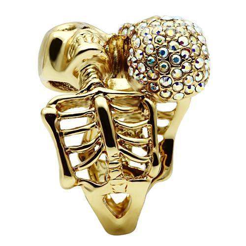 3W007 - Gold White Metal Ring with Top Grade Crystal in Aurora Borealis (Rainbow Effect) - Alamode - Flyclothing LLC