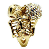 3W007 - Gold White Metal Ring with Top Grade Crystal  in Aurora Borealis (Rainbow Effect)