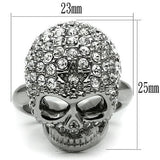 3W008 - Rhodium White Metal Ring with Top Grade Crystal  in Clear - Alamode