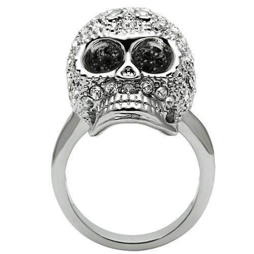 3W008 - Rhodium White Metal Ring with Top Grade Crystal in Clear - Alamode - Flyclothing LLC
