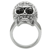 3W008 - Rhodium White Metal Ring with Top Grade Crystal in Clear - Alamode - Flyclothing LLC