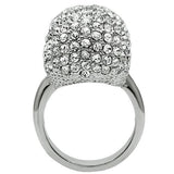 3W008 - Rhodium White Metal Ring with Top Grade Crystal  in Clear - Alamode