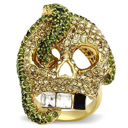 3W009 - Gold White Metal Ring with Top Grade Crystal  in Multi Color - Alamode