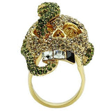 3W009 - Gold White Metal Ring with Top Grade Crystal  in Multi Color - Alamode