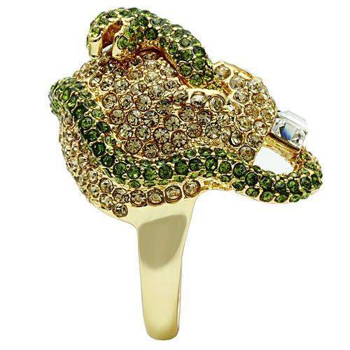 3W009 - Gold White Metal Ring with Top Grade Crystal in Multi Color - Alamode - Flyclothing LLC