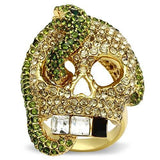3W009 - Gold White Metal Ring with Top Grade Crystal  in Multi Color - Alamode