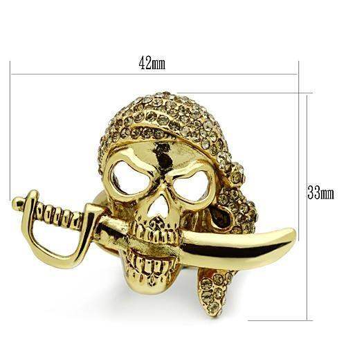 3W011 - Gold White Metal Ring with Top Grade Crystal in Citrine Yellow - Alamode - Flyclothing LLC