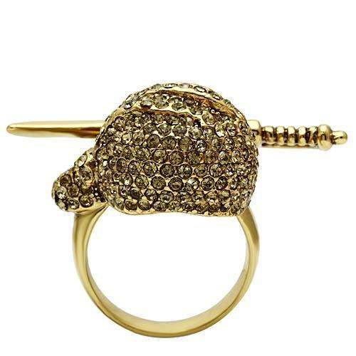 3W011 - Gold White Metal Ring with Top Grade Crystal in Citrine Yellow - Alamode - Flyclothing LLC