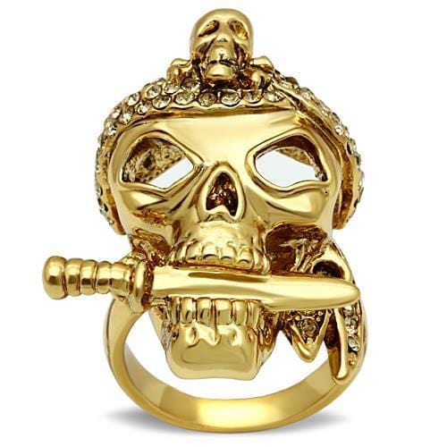 3W012 - Gold White Metal Ring with Top Grade Crystal  in Smoked Quartz - Alamode