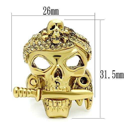 3W012 - Gold White Metal Ring with Top Grade Crystal in Smoked Quartz - Alamode - Flyclothing LLC