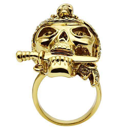 3W012 - Gold White Metal Ring with Top Grade Crystal in Smoked Quartz - Alamode - Flyclothing LLC